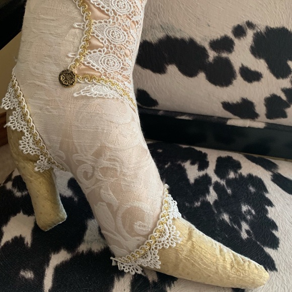 VICTORIAN STOCKING HIGH HEEL BROCADE STUNNING - Picture 4 of 5